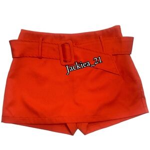 💙❤️ Women's Orange Belted High waisted Short